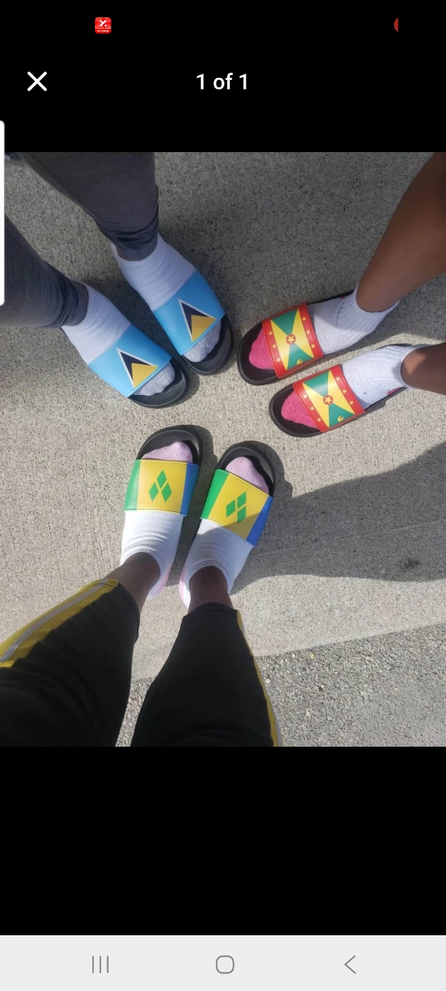 Slide Sandals with Caribbean Flags