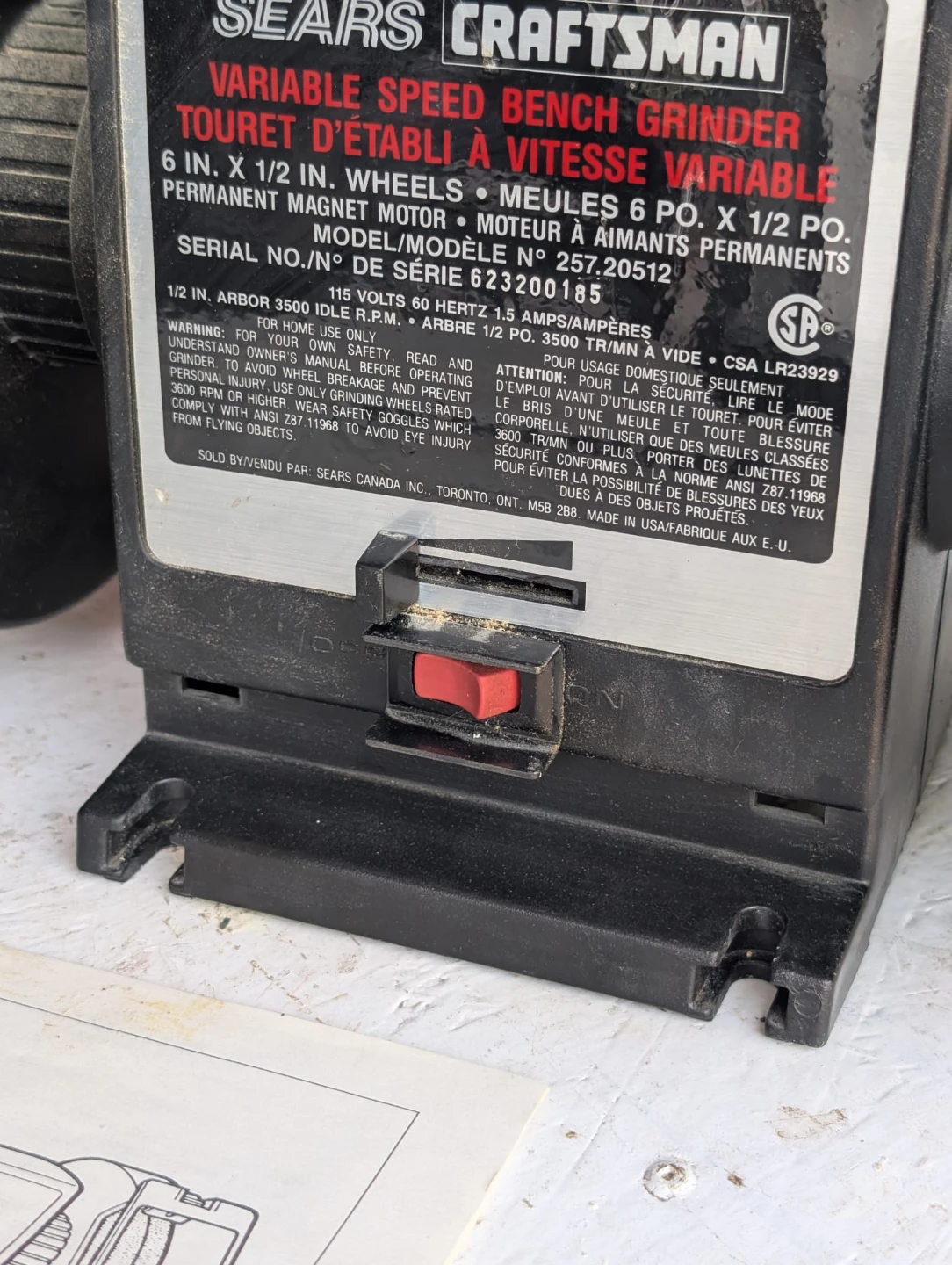 Craftsman Variable Speed Bench Grinder - photo 4