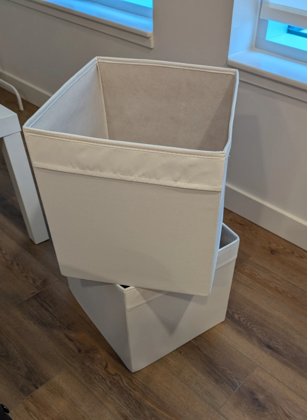 Set of 2 Cream Fabric Storage Bins