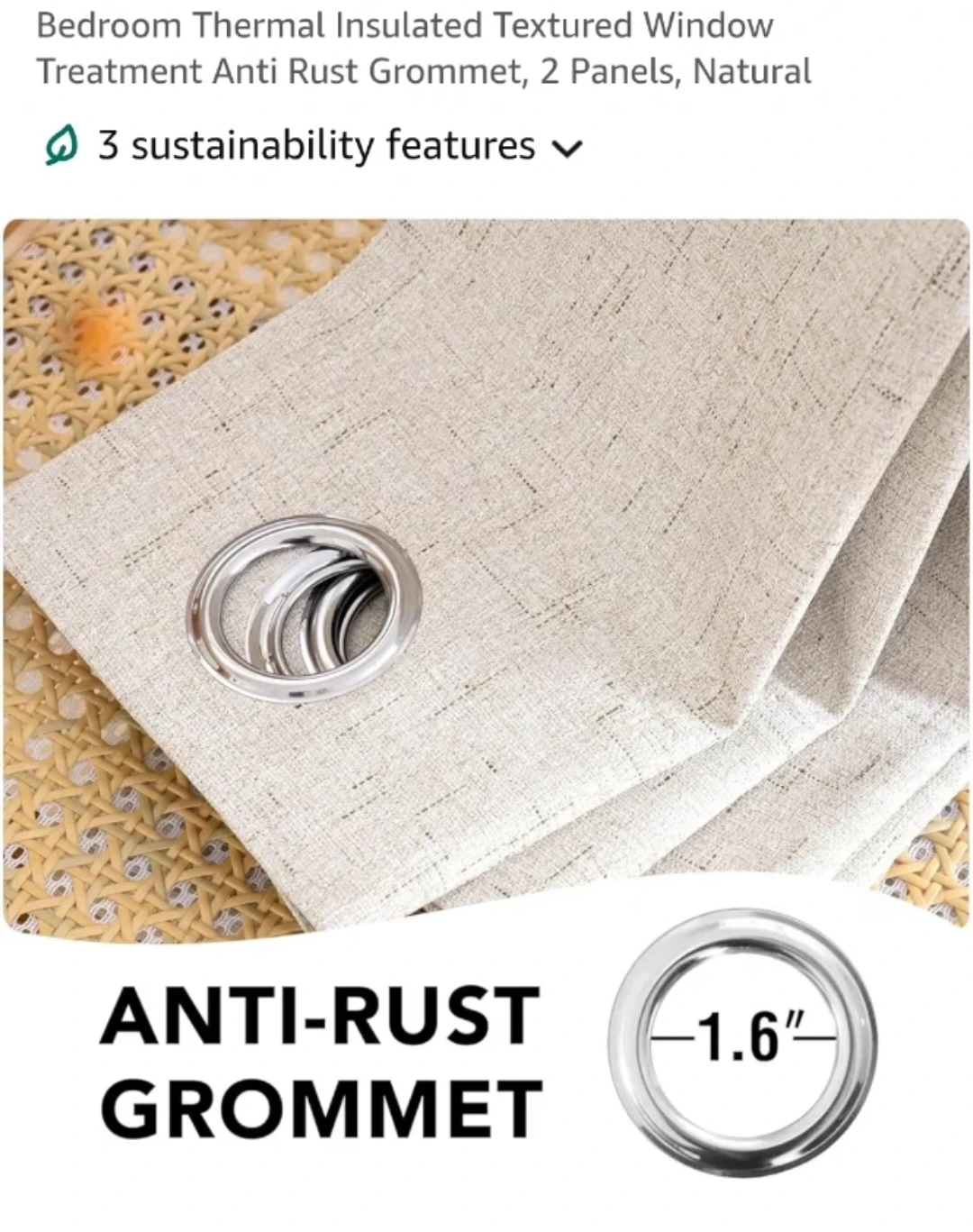 Curtain (1panel)- Thermal Insulated Textured - Natural - photo 2