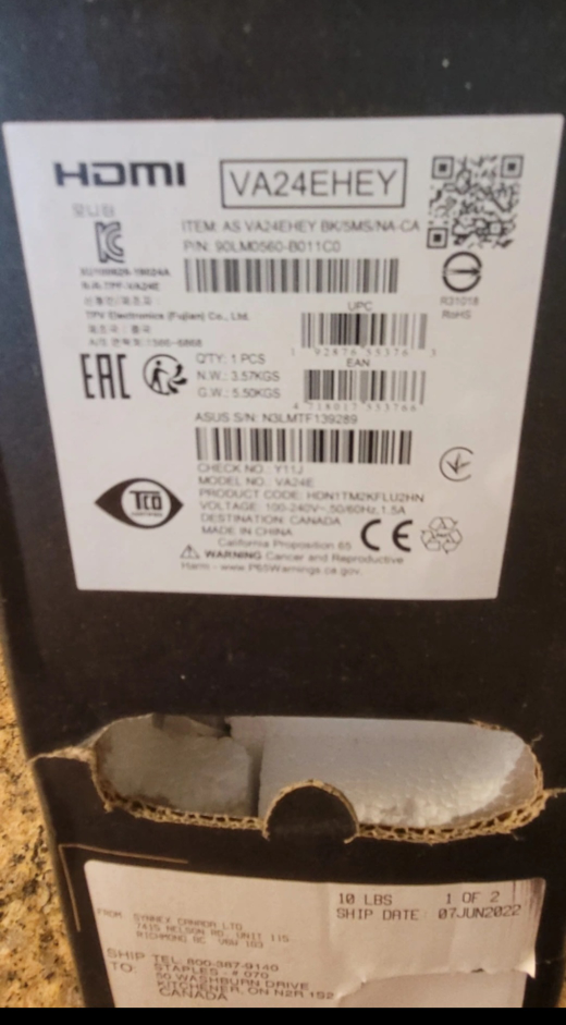 ASUS VA24EHEY 23.8" Monitor - New in Box! - photo 3
