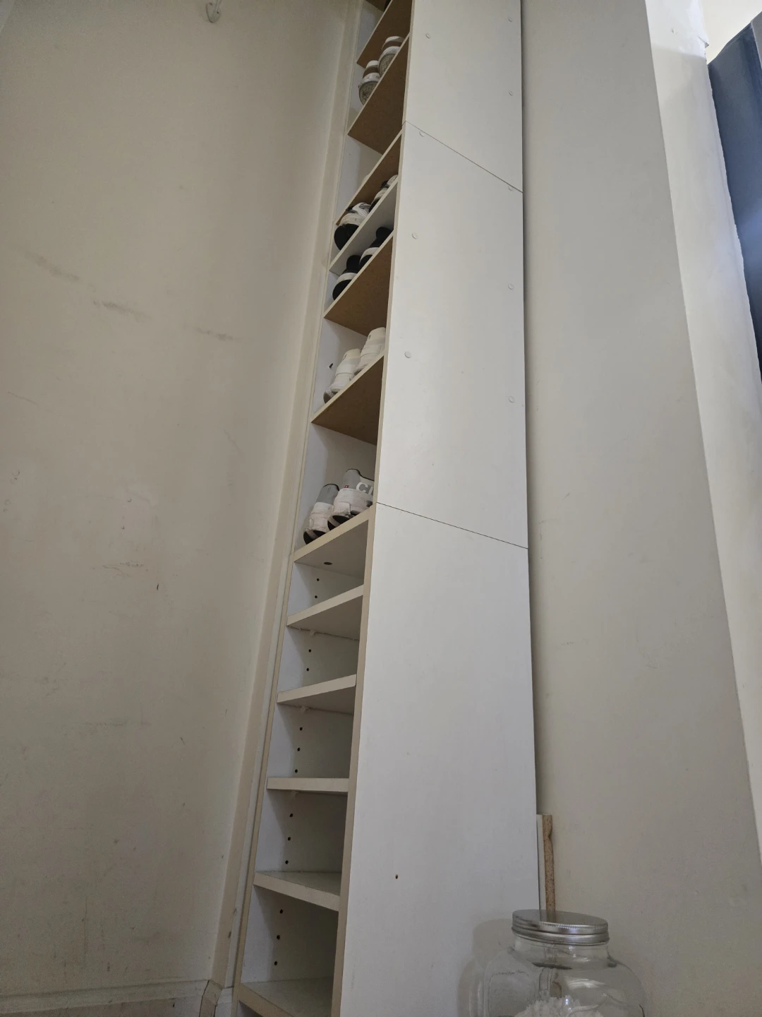Tall White Shoe Rack with Multiple Shelves