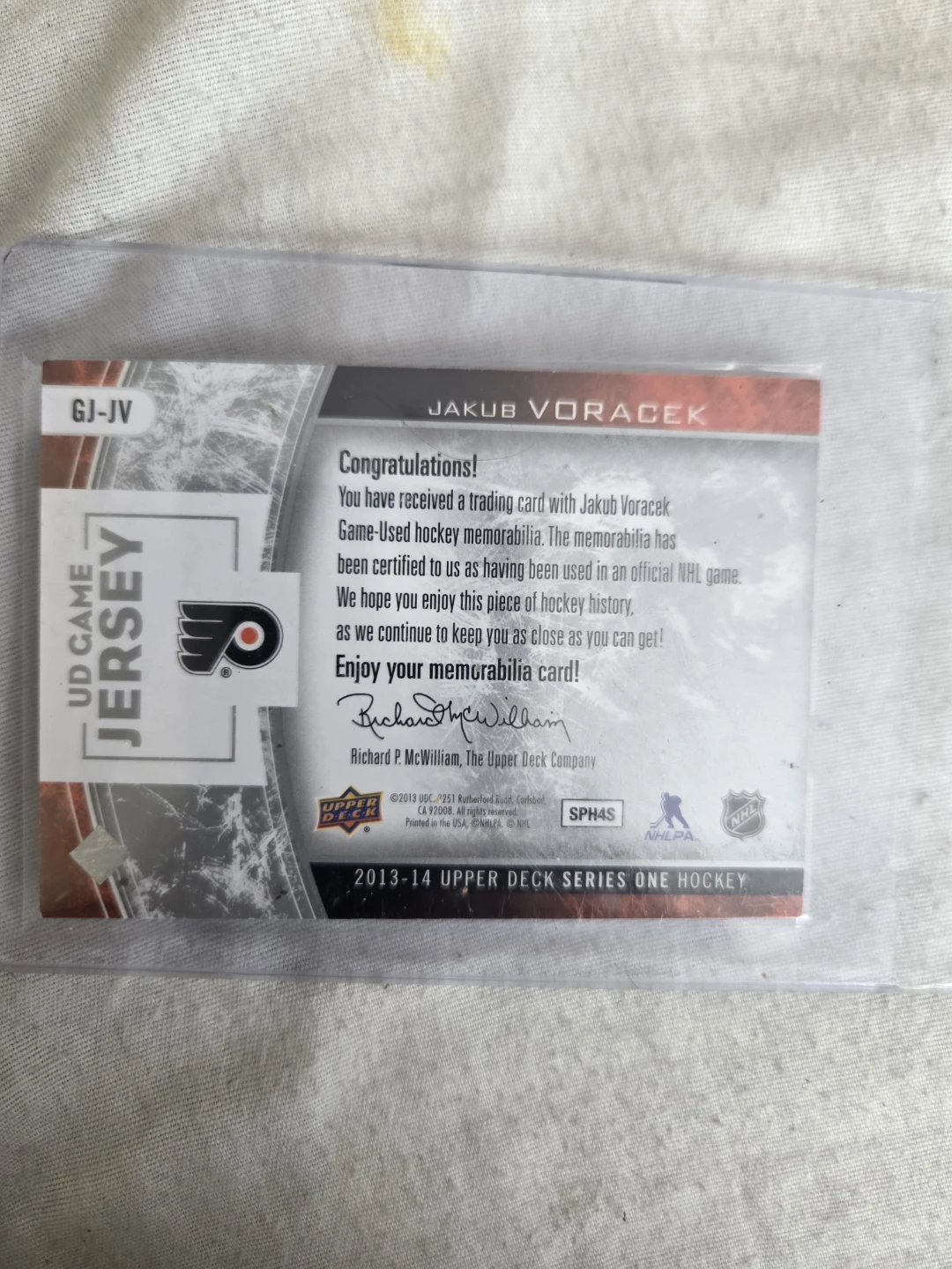 Jakub Voracek 2013-14 Upper Deck Game Used Jersey Hockey Card - photo 2