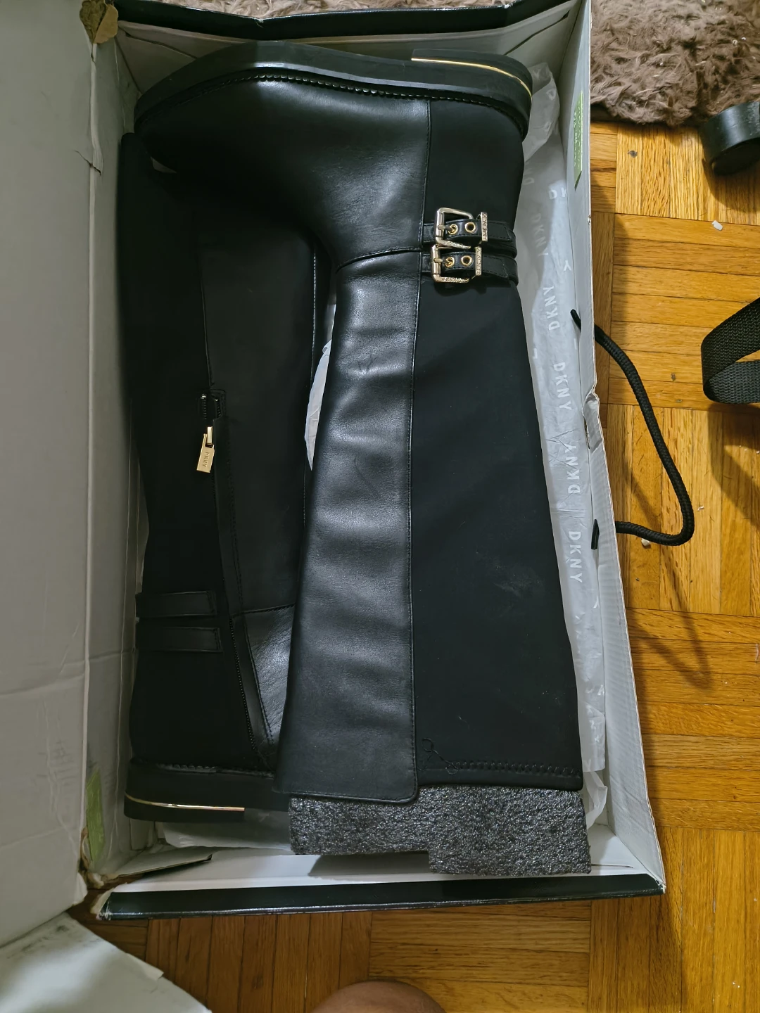 DKNY Black Leather Tall Boots Size 8 - photo 3