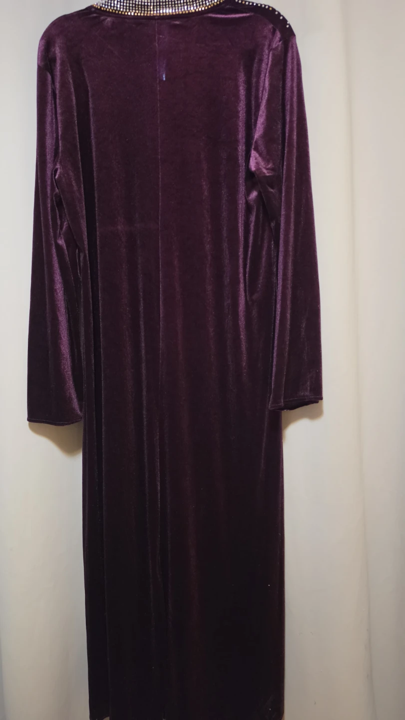Purple Velvet Dress with Rhinestone Embellishment - photo 2