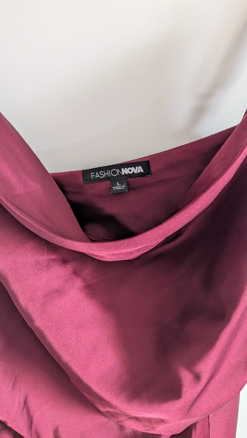 Fashion Nova Ruched Midi Dress Burgundy - photo 2