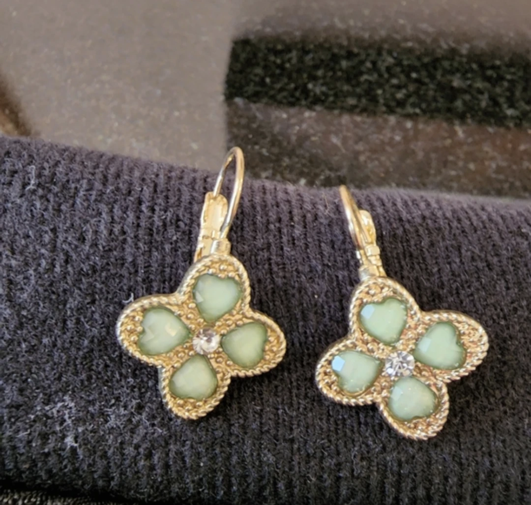 Gold-tone and Green Bracelet and Earring Set - photo 3