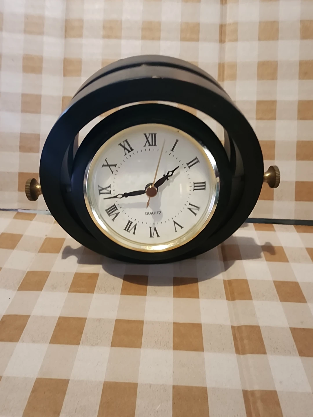Black and Gold Rotating Desk Clock with Photo Frame - photo 4