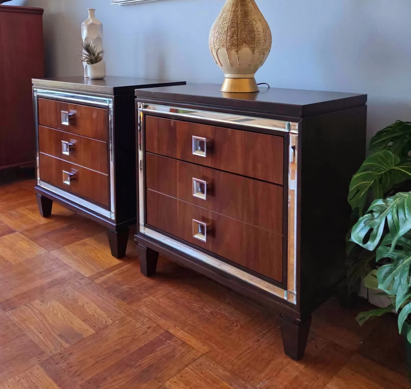 Pair Of Brand New Solid Walnut 3 Drawer Nightstands - photo 2