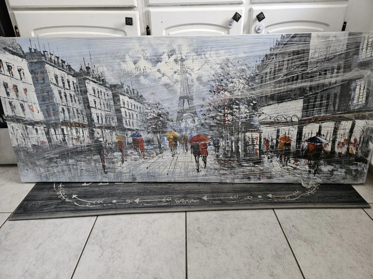 Parisian street scene canvas painting