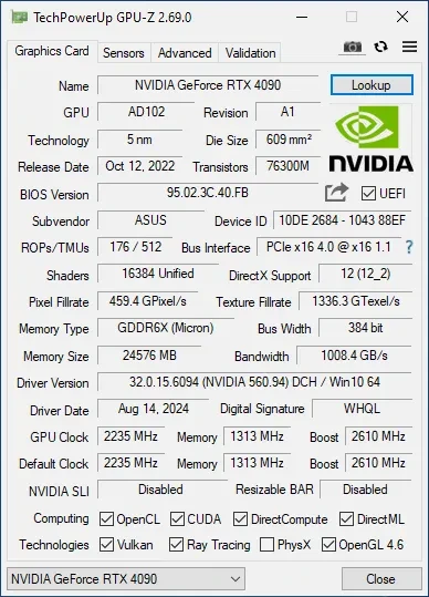 RTX 4090 GPU Graphics Card ROG Strix Asus for Gaming PC Computer - photo 3