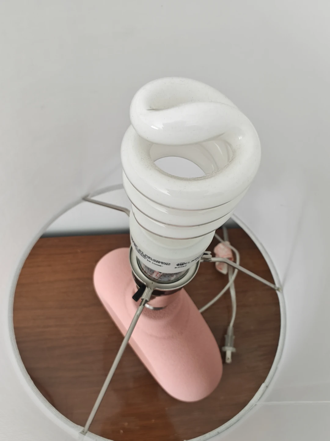 Pink table lamp - donut table lamp with white shade - photo 3