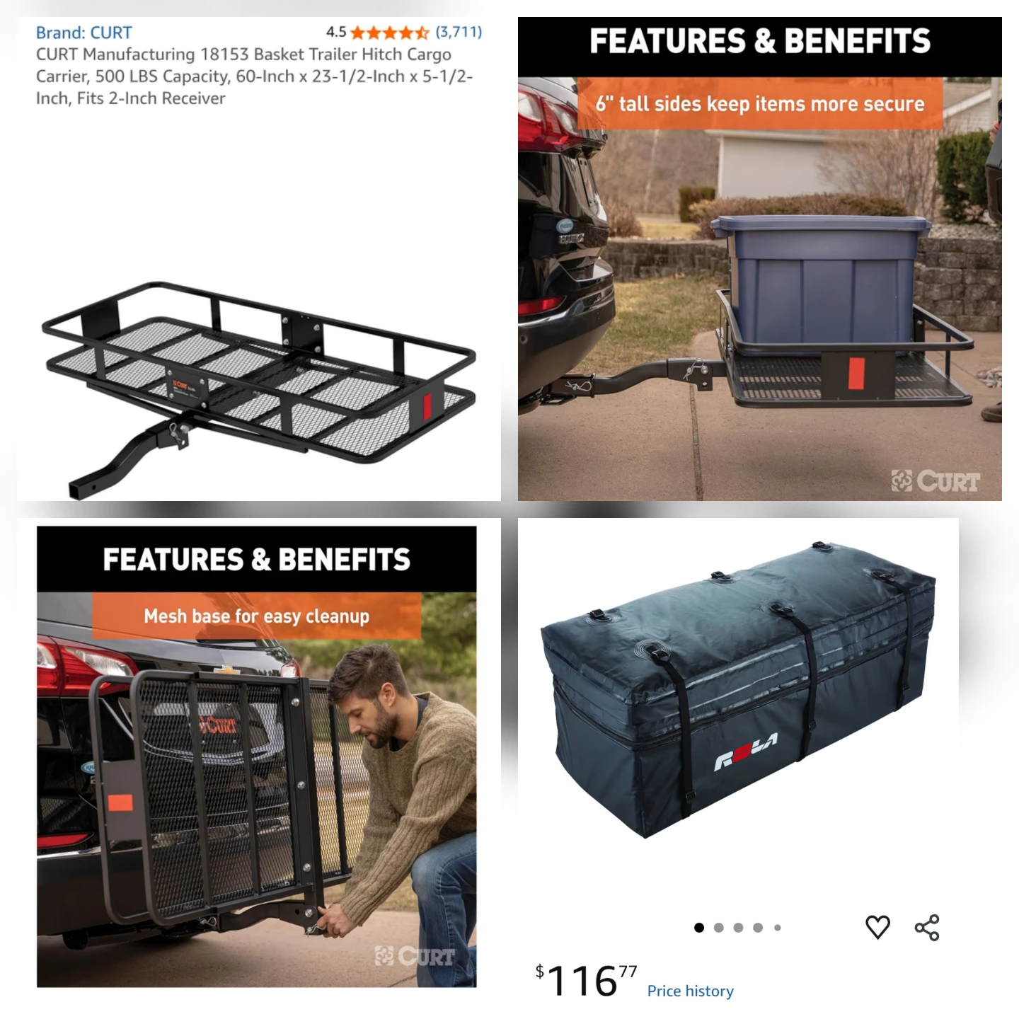 Curt 60"x23.75" Folding Cargo Trailer + Rola Cargo Bag