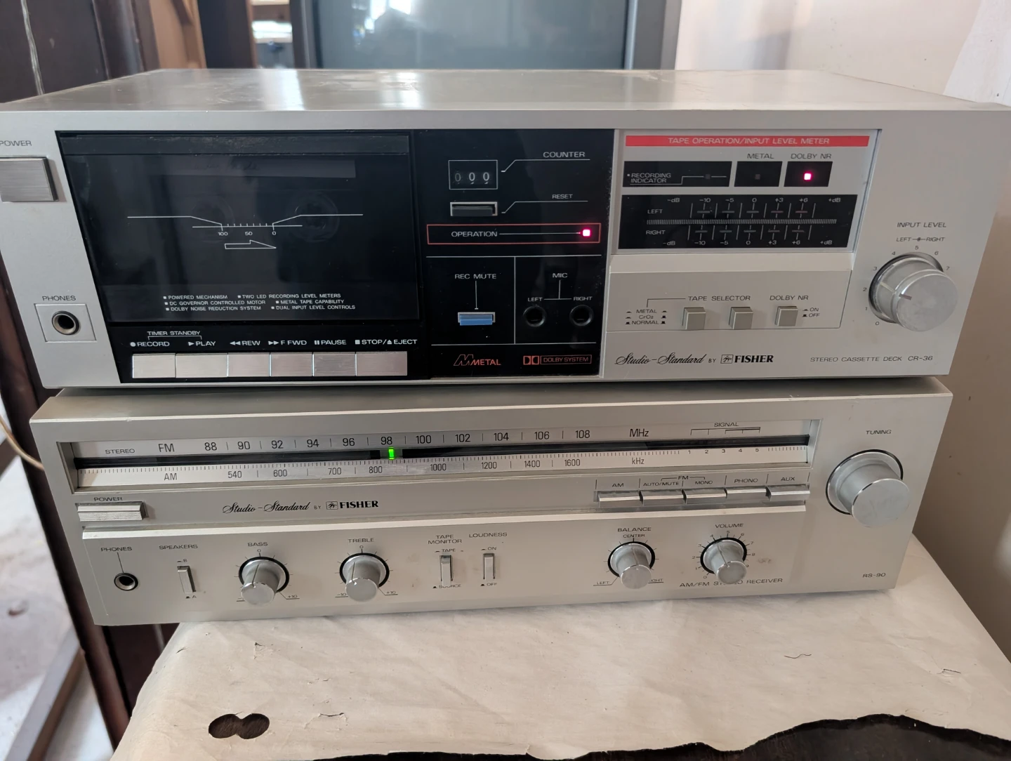 Fisher CR-36 cassette deck, RS-90 am/fm receiver AS IS