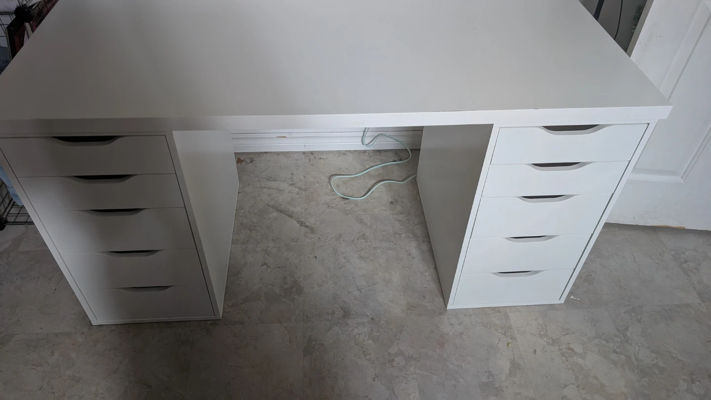 White Ikea Desk with Drawer Units
