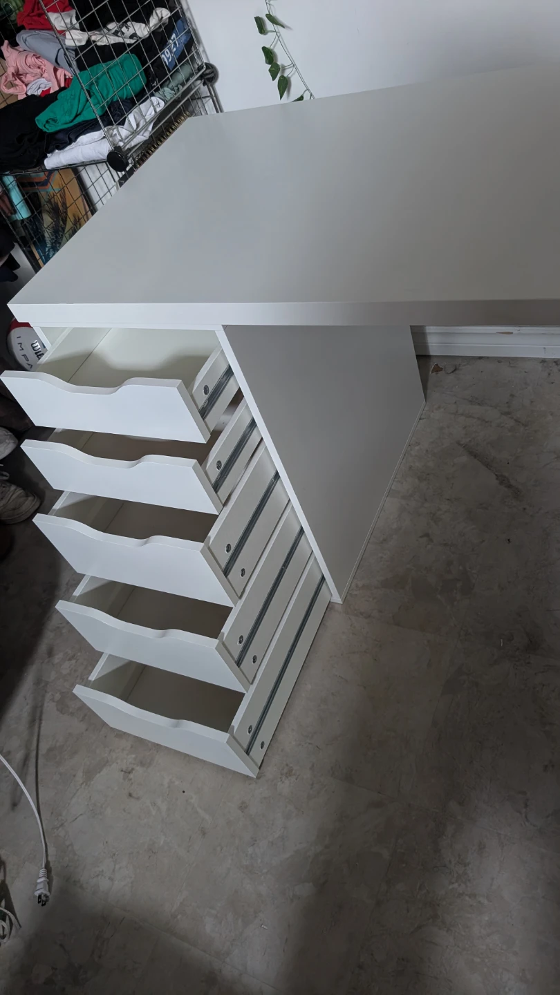 White Ikea Desk with Drawer Units - photo 3