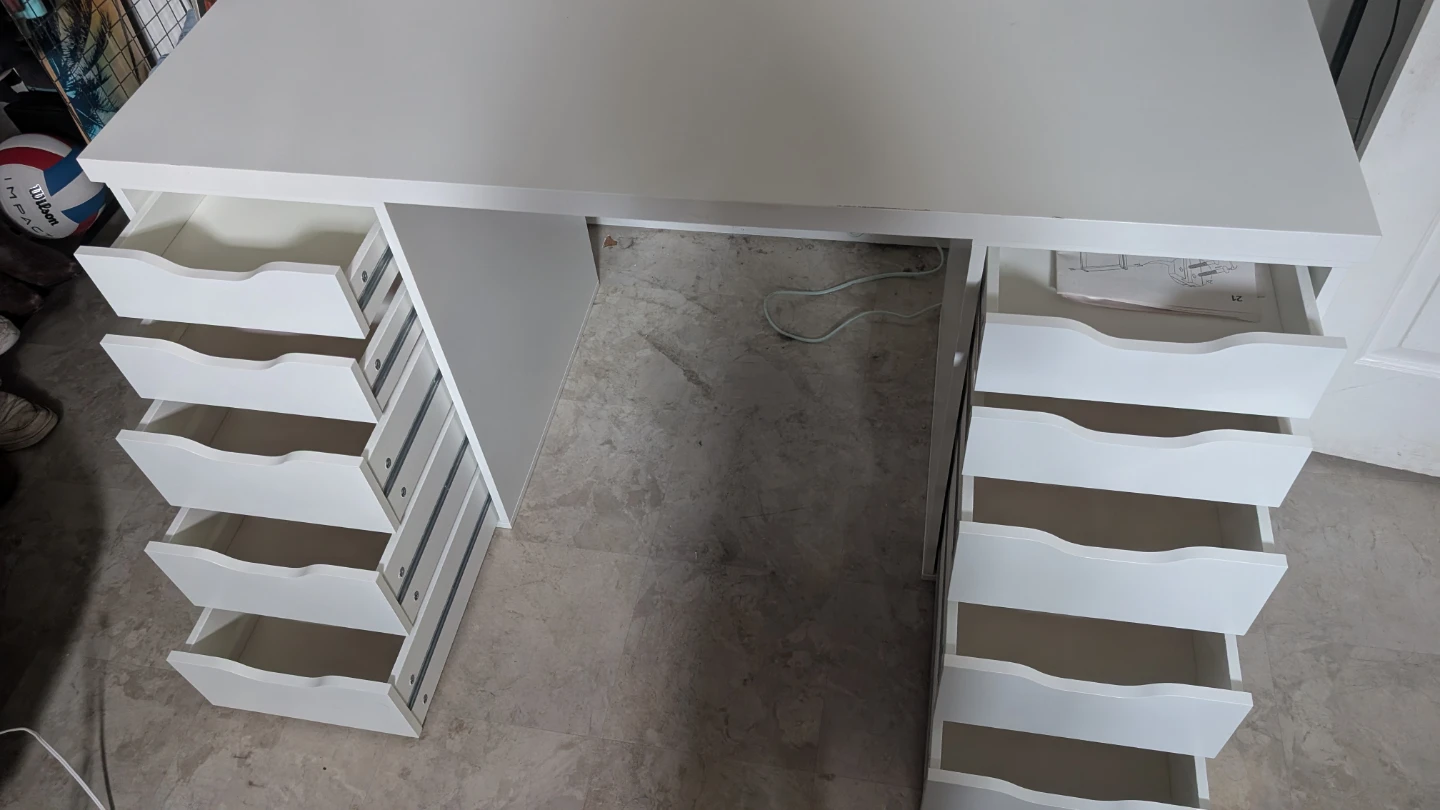White Ikea Desk with Drawer Units - photo 5