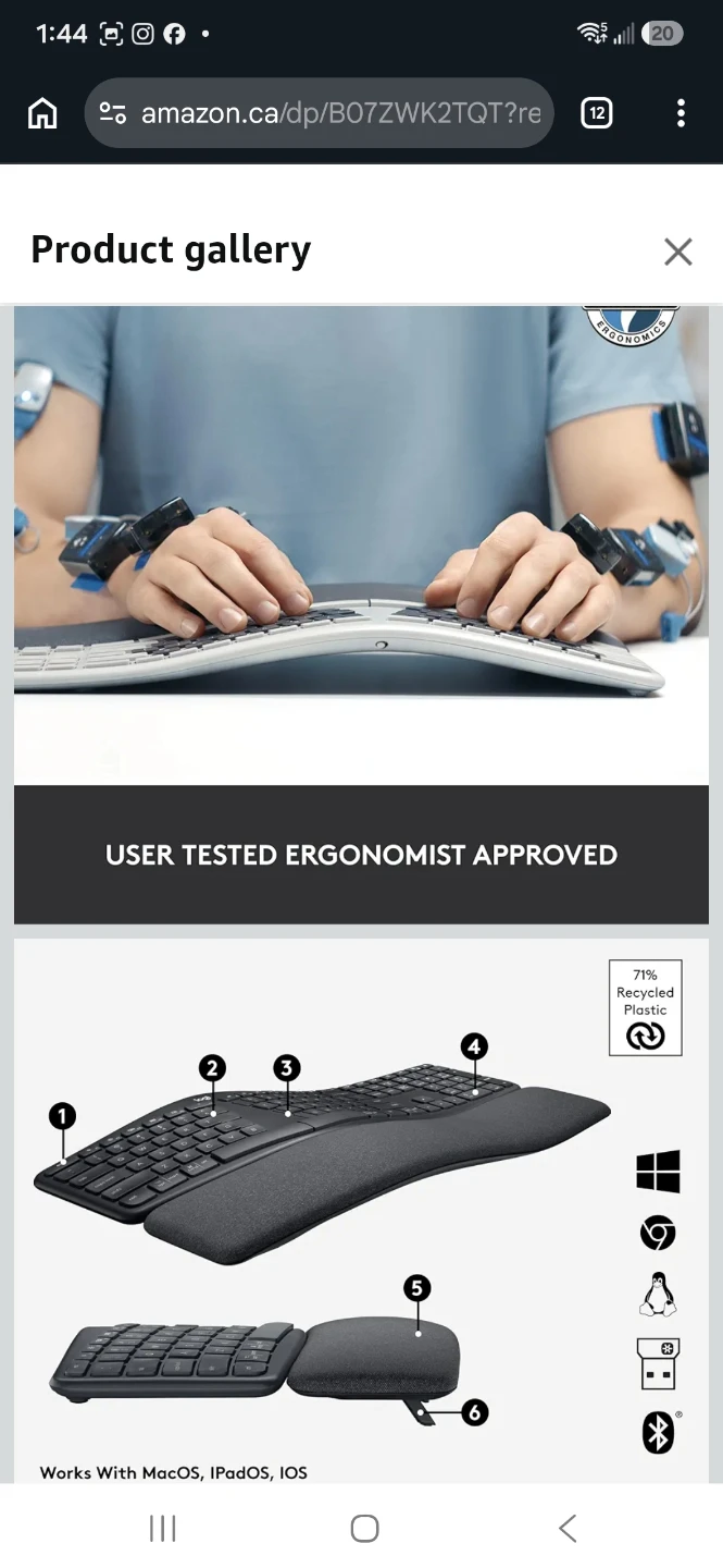 Logitech Ergo K860 Wireless Ergonomic Keyboard - photo 4