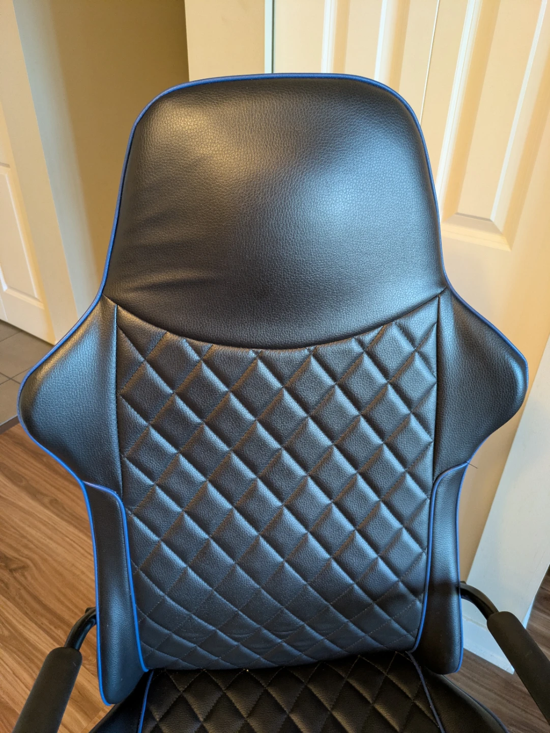 Black Gaming Chair with Blue Trim - photo 4
