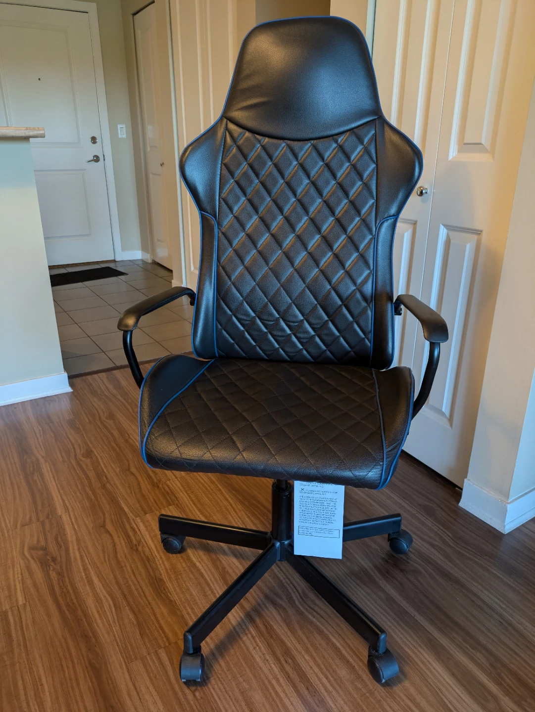 Black Gaming Chair with Blue Trim - photo 5