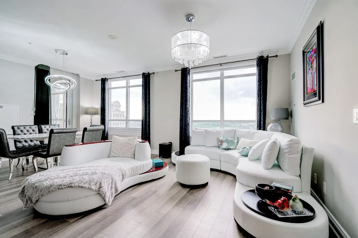 White faux leather couch set