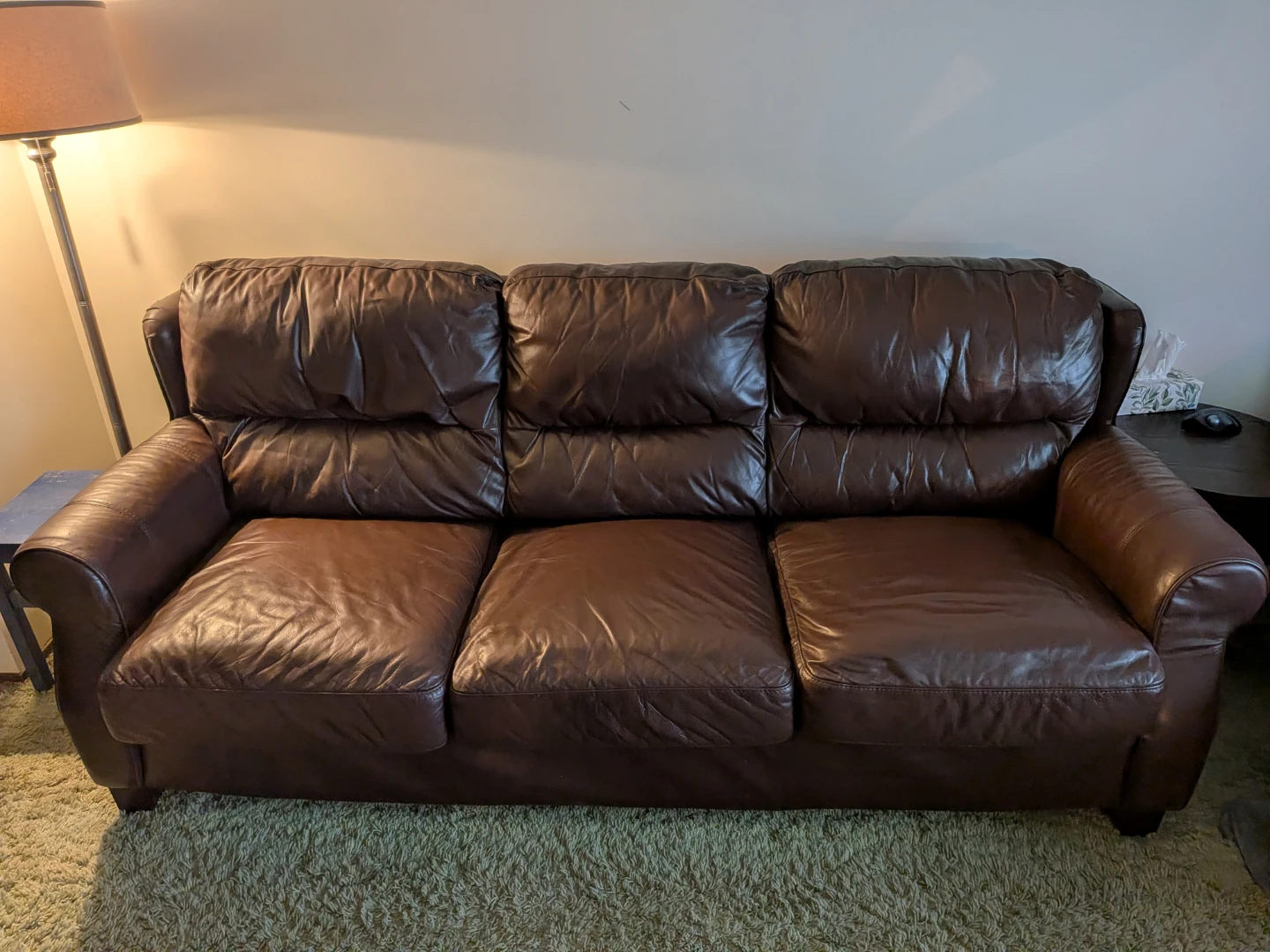 Brown Leather Sofa and Recliner Glider Set