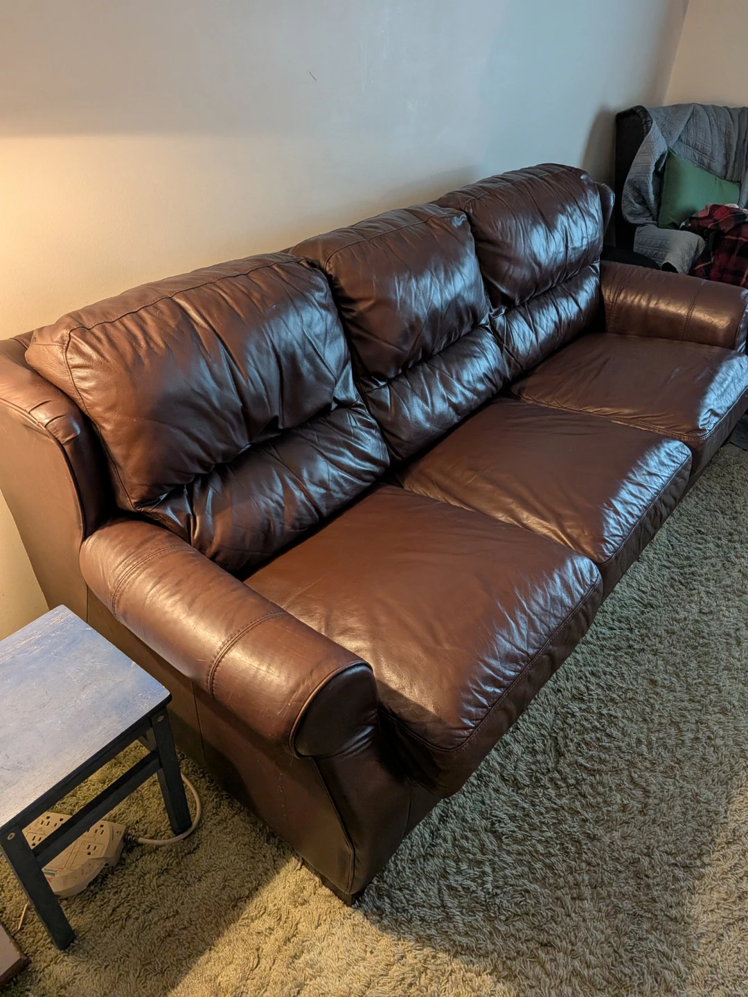 Brown Leather Sofa and Recliner Glider Set - photo 2