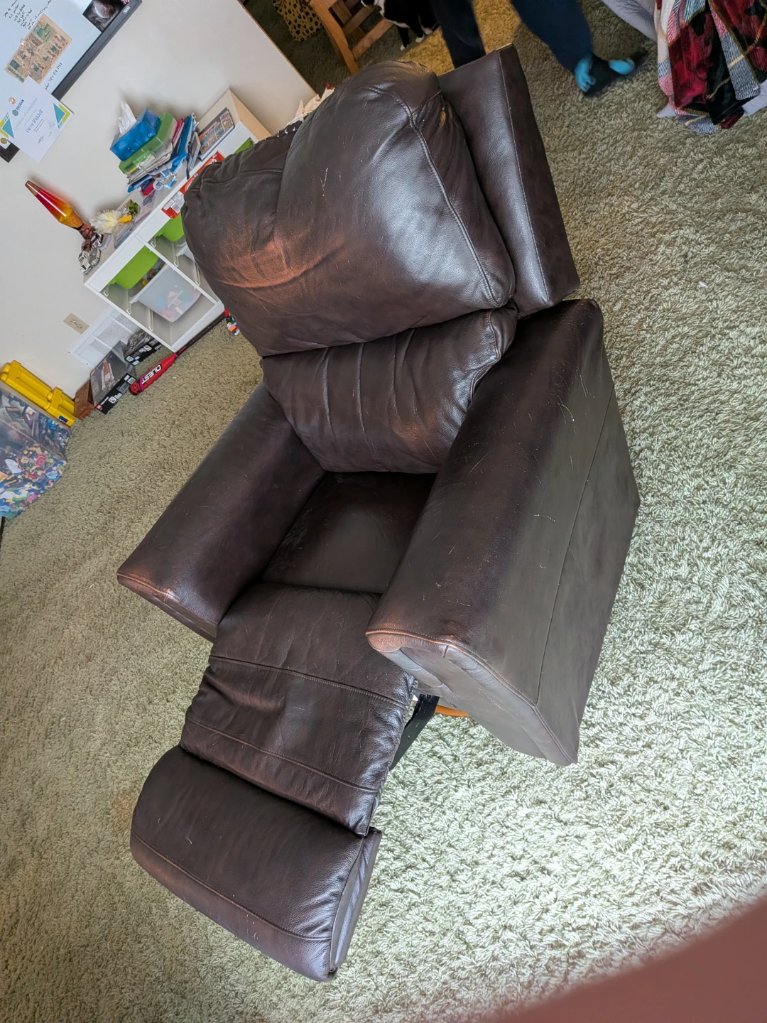 Brown Leather Sofa and Recliner Glider Set - photo 4