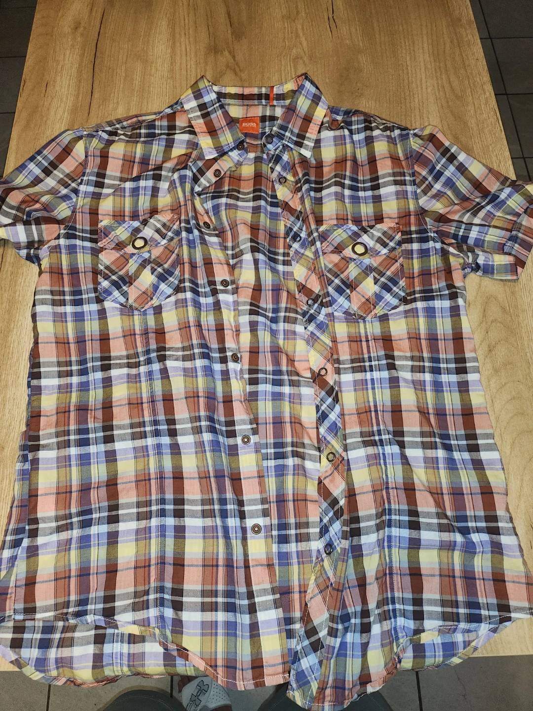 BOSS Hugo Boss Plaid Short Sleeve Button-Up Shirt