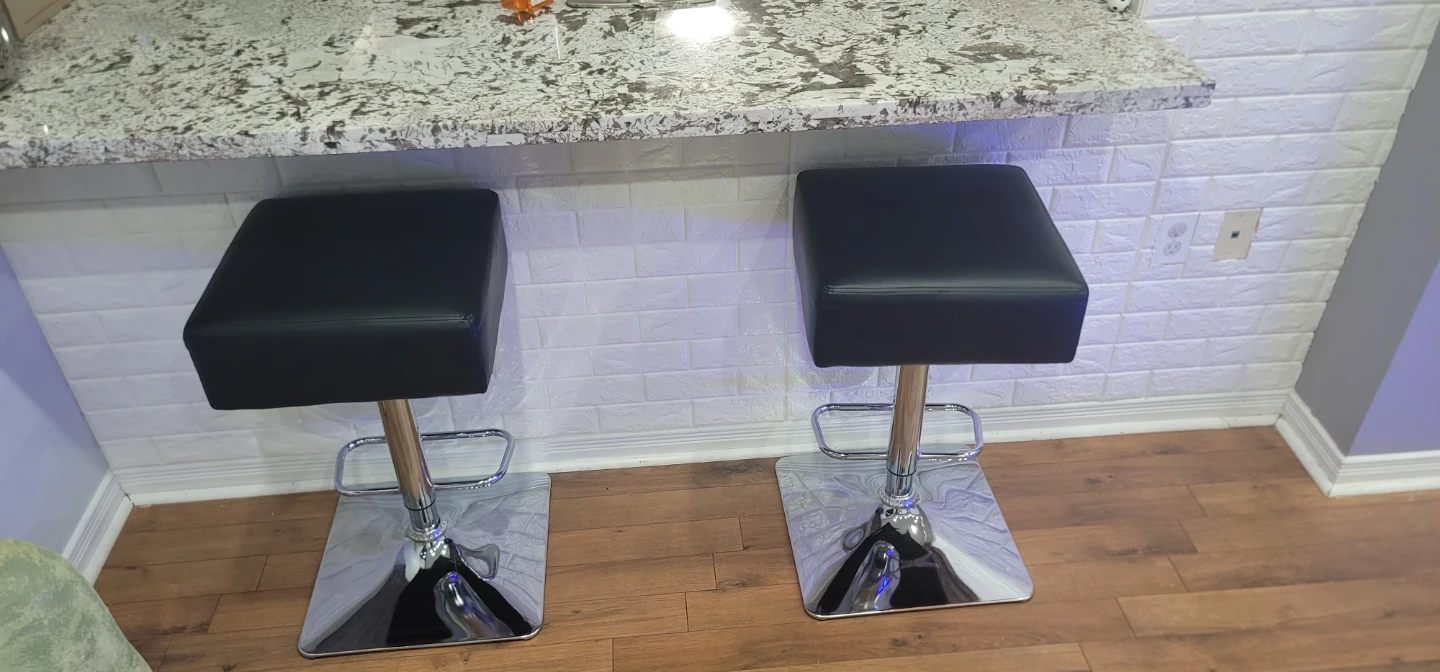 Set of 2 Black Adjustable Bar Stools - photo 4