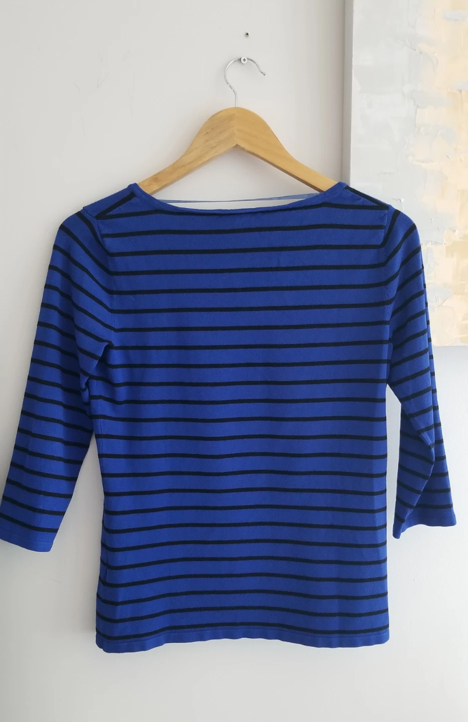 Blue and Black Striped 3/4 Sleeve Top Size Small - photo 3
