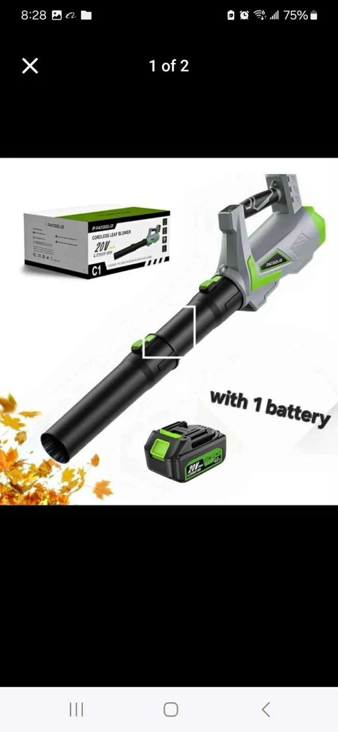 PAToolio 20V Cordless Leaf Blower with 1 Battery