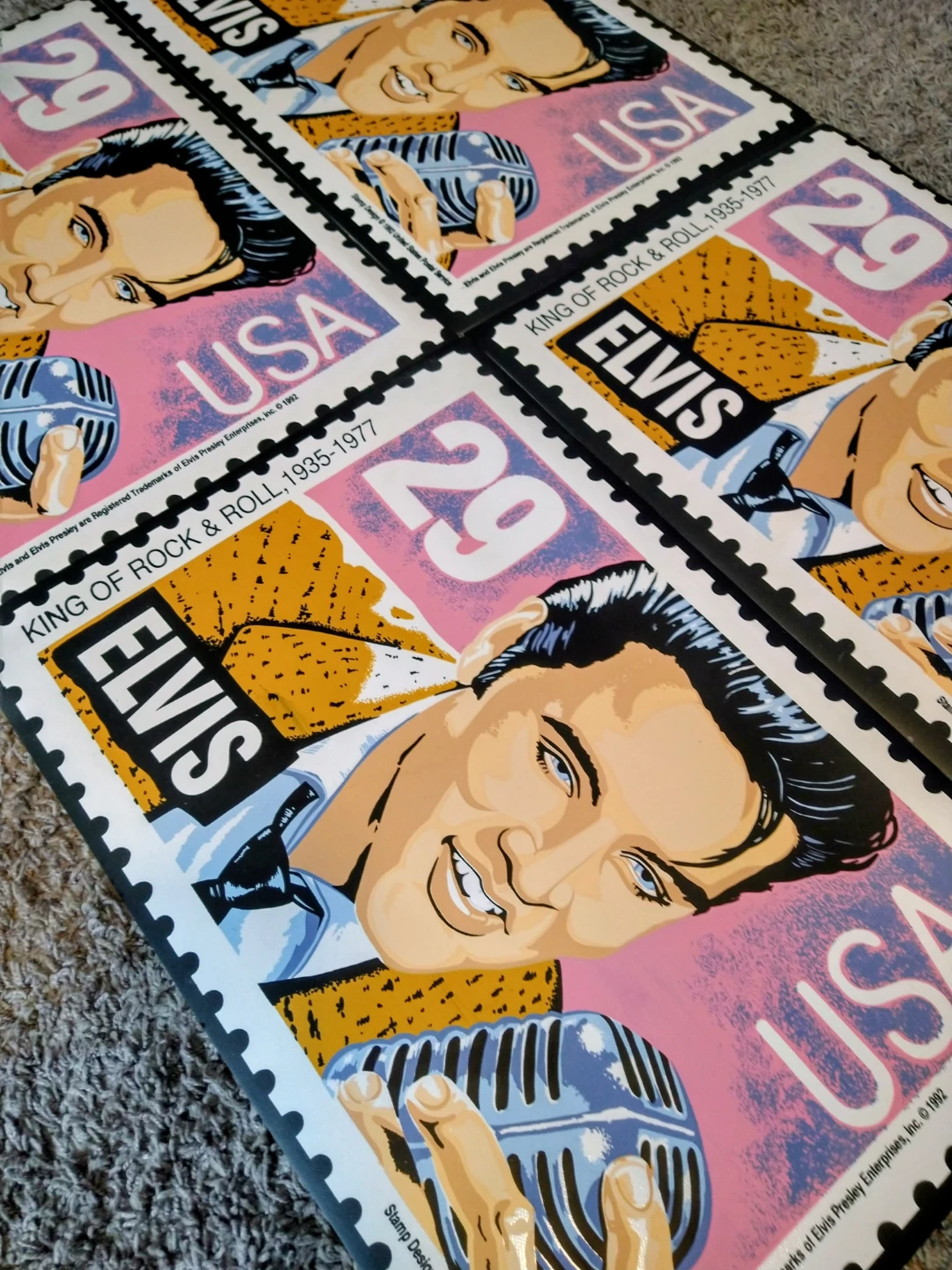 Vintage 1992 Elvis Presley 13"×19"Placemats US Postal  Set of 4 - photo 2