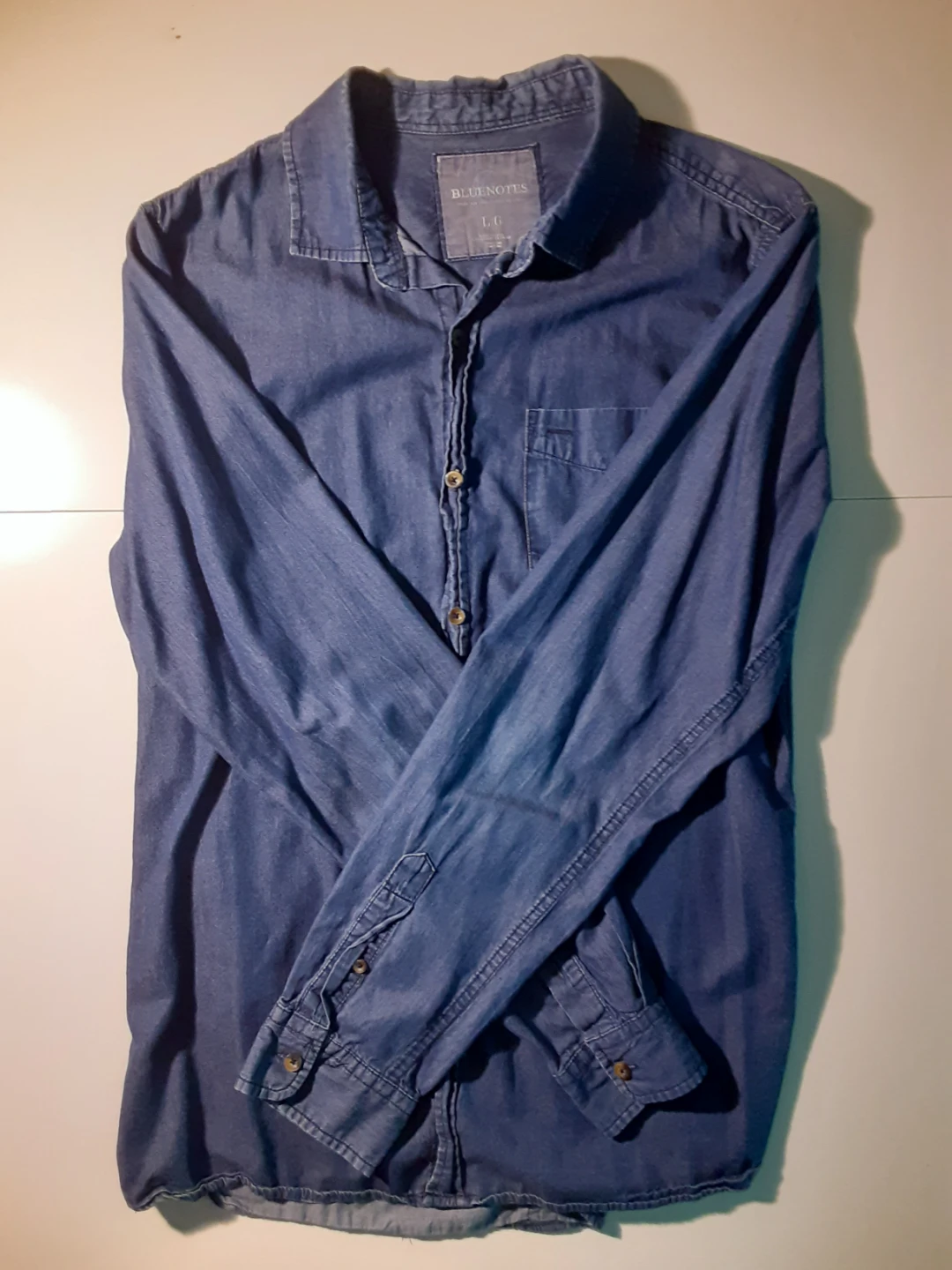 Denim Style Long Sleeve Shirt | Bluenotes - 100% Cotton - S: L/G - photo 3