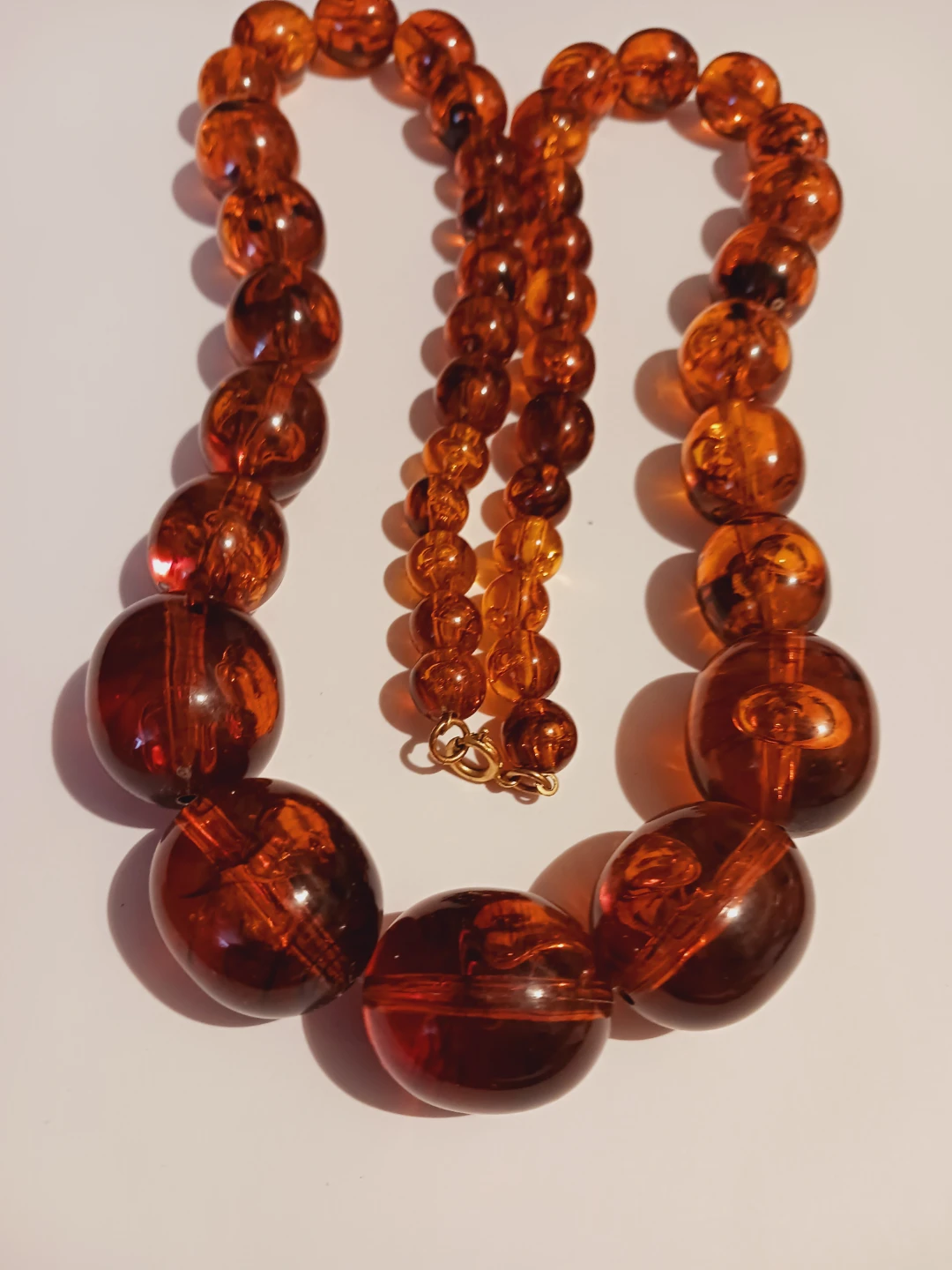 Chunky Amber Lucite Graduated Necklace