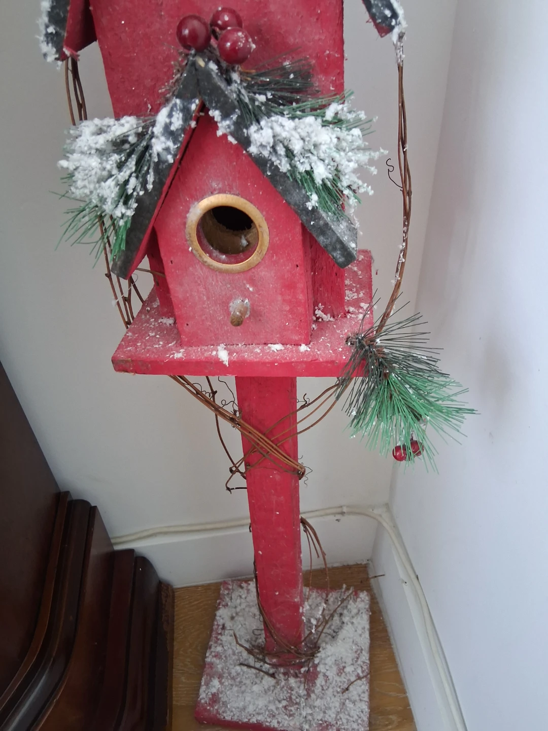 Red Double Birdhouse with Cardinal - photo 4