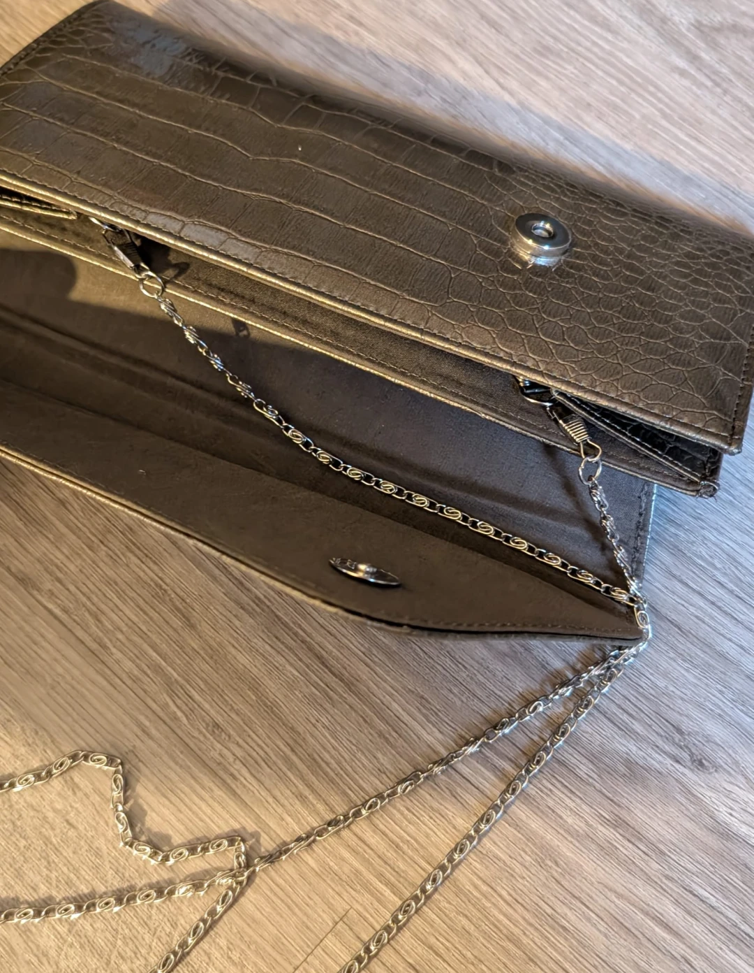 Gold Crocodile Clutch with Chain - photo 3