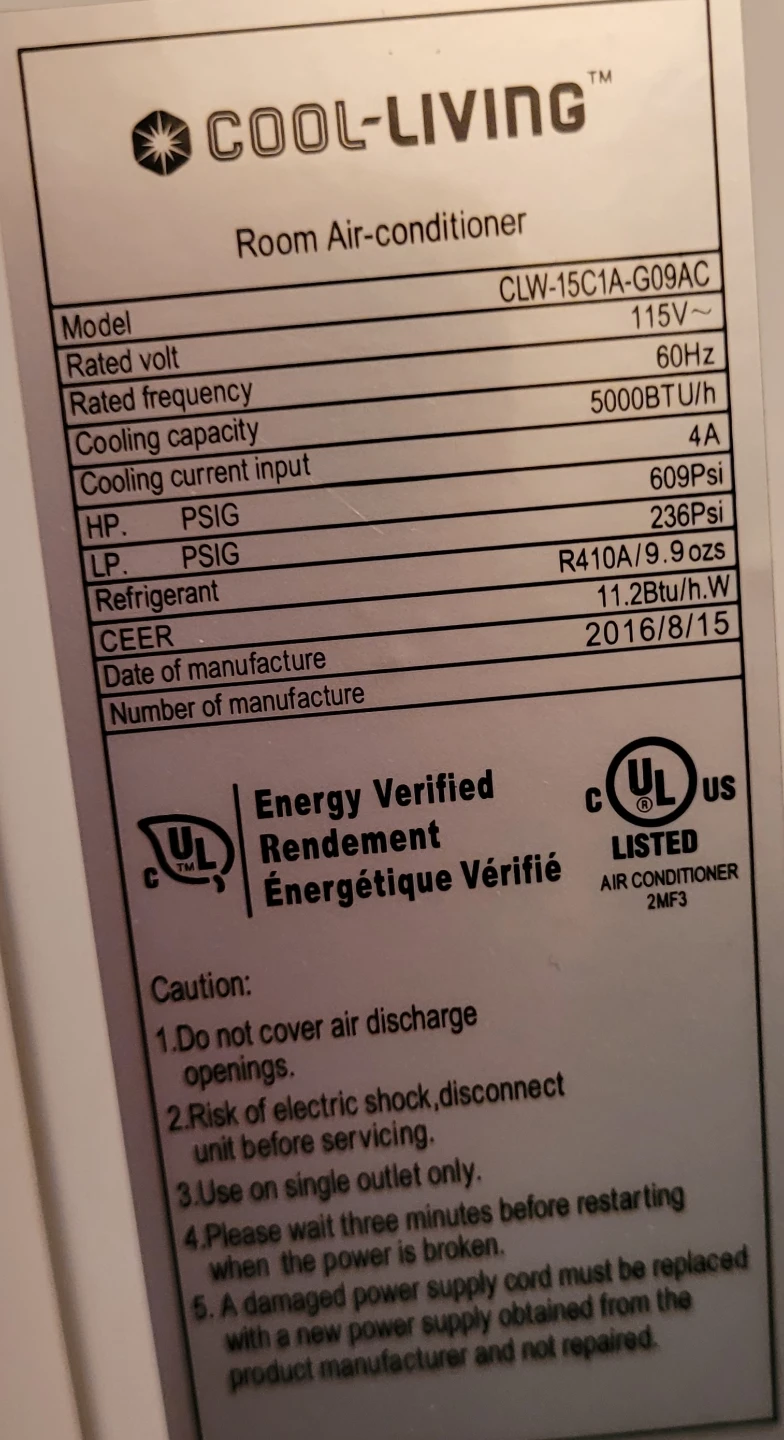 Cool-Living Window Air Conditioner.  5,000 BTU - photo 2