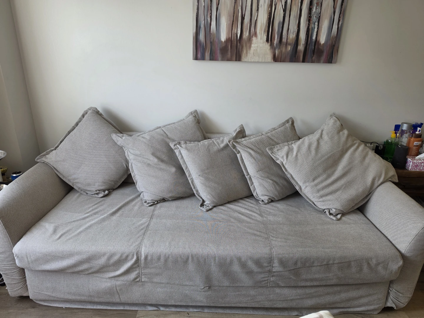 Beige Sofa Bed with Storage