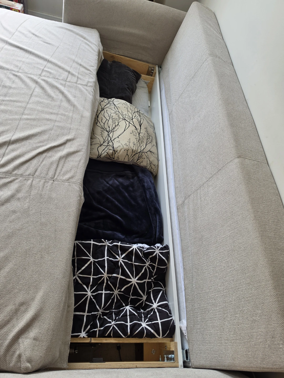 Beige Sofa Bed with Storage - photo 2