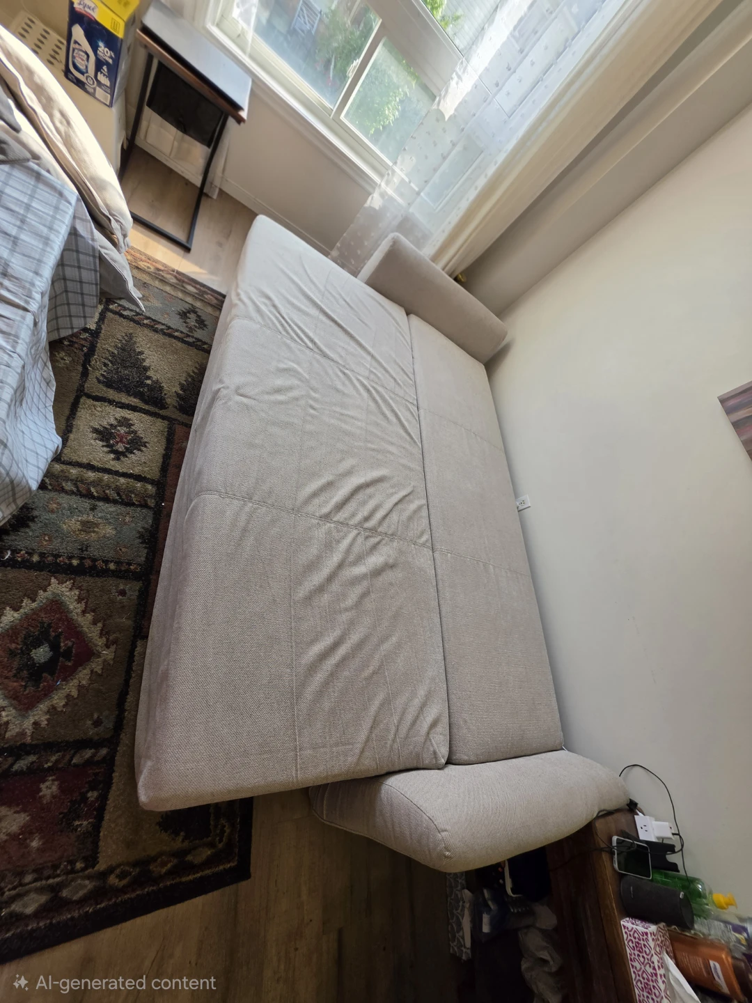 Beige Sofa Bed with Storage - photo 3