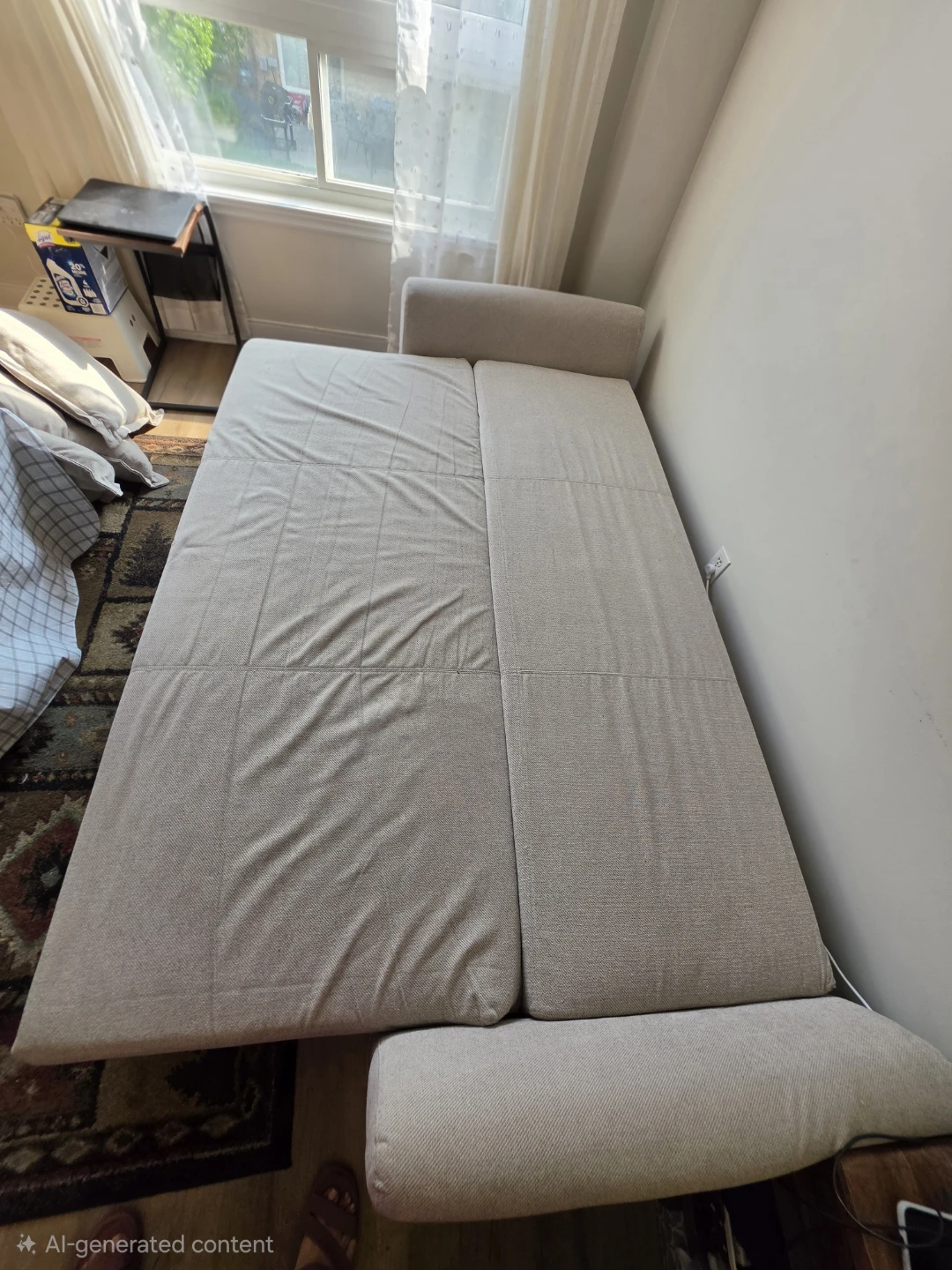 Beige Sofa Bed with Storage - photo 4