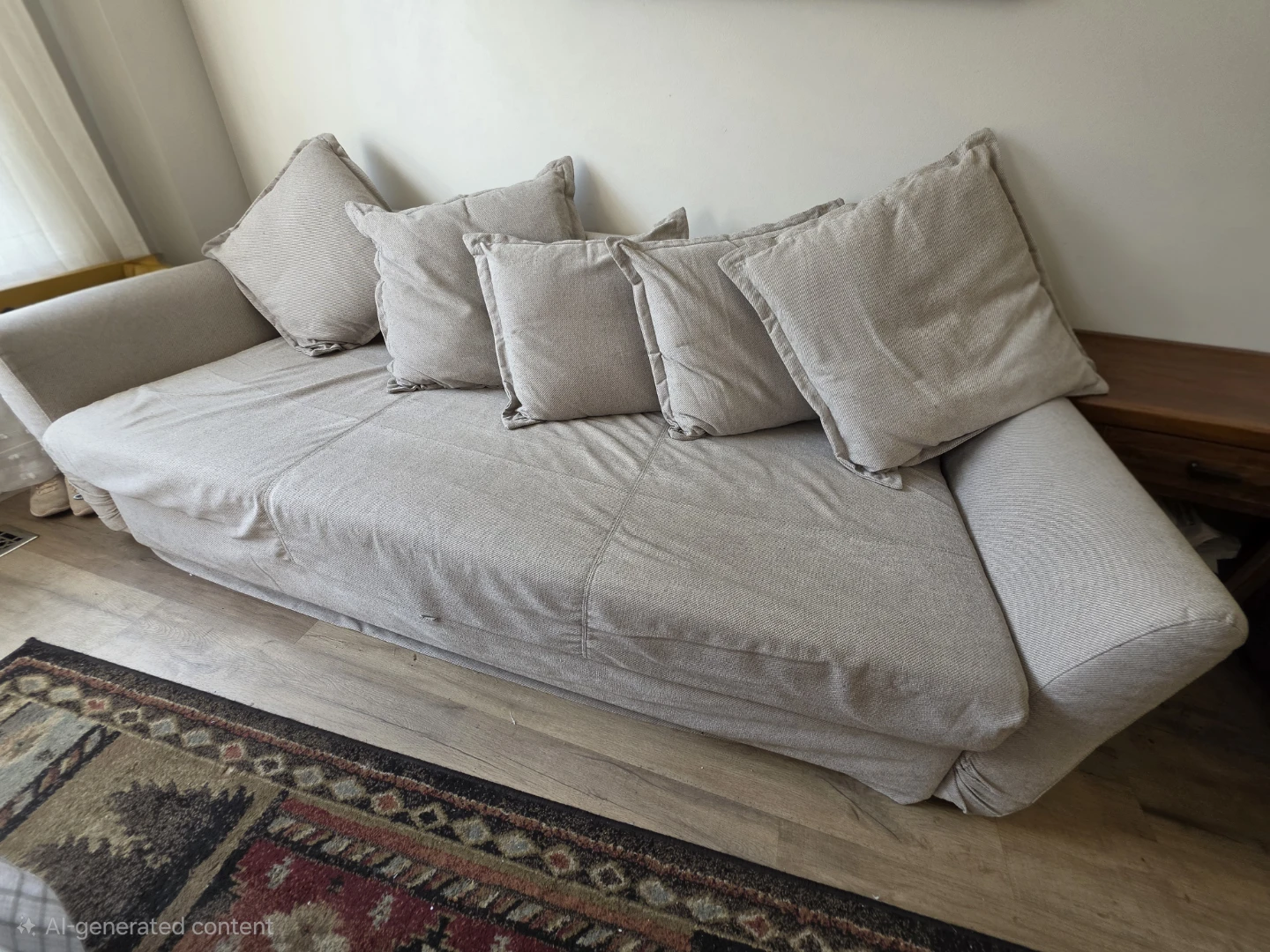Beige Sofa Bed with Storage - photo 5