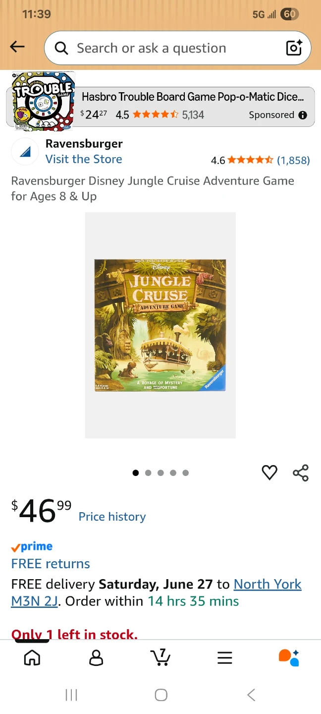 Ravensburger Disney Jungle Cruise Adventure Game