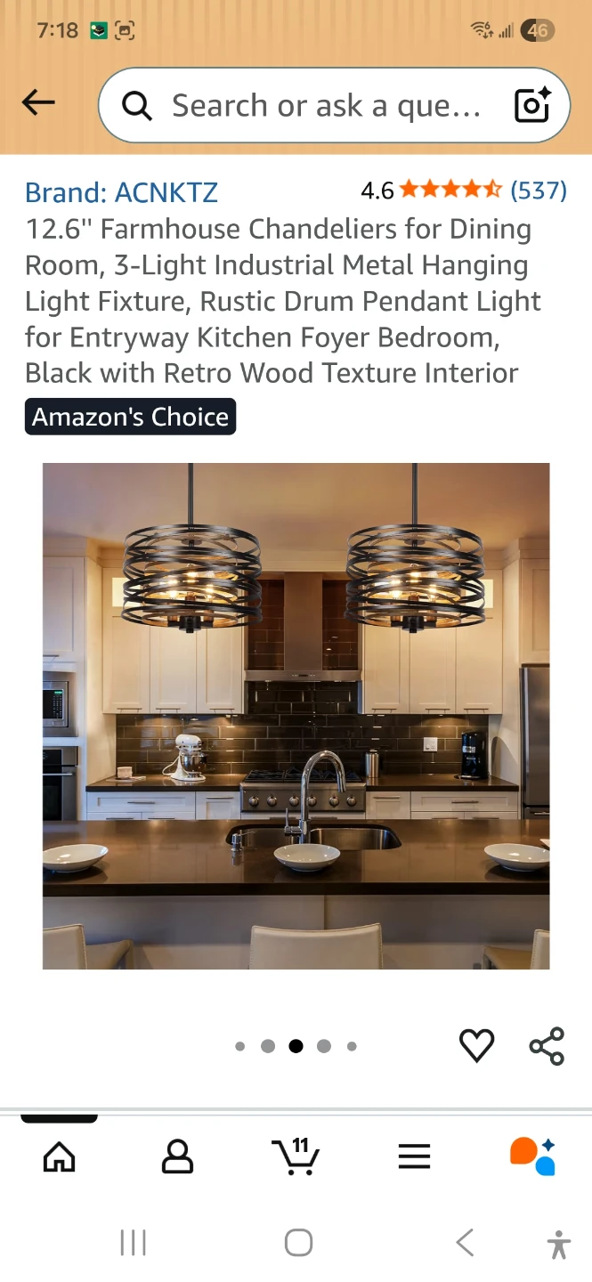 ACNKTZ 12.6" Farmhouse Industrial Metal Chandelier - photo 2