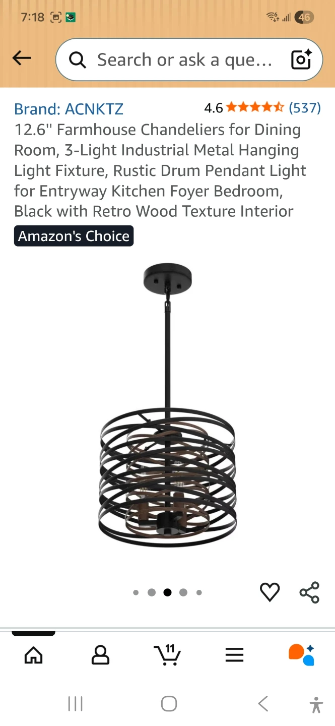 ACNKTZ 12.6" Farmhouse Industrial Metal Chandelier - photo 3