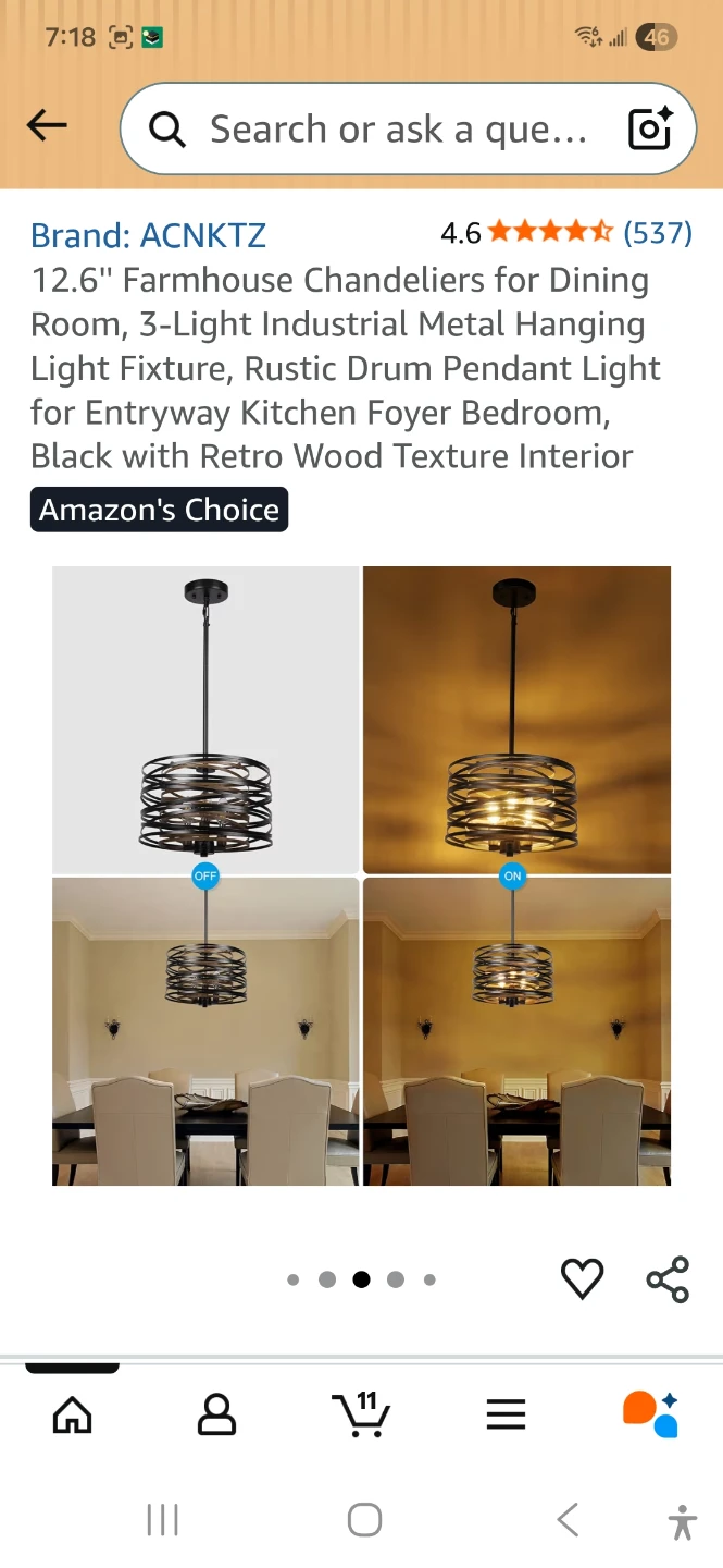 ACNKTZ 12.6" Farmhouse Industrial Metal Chandelier - photo 5
