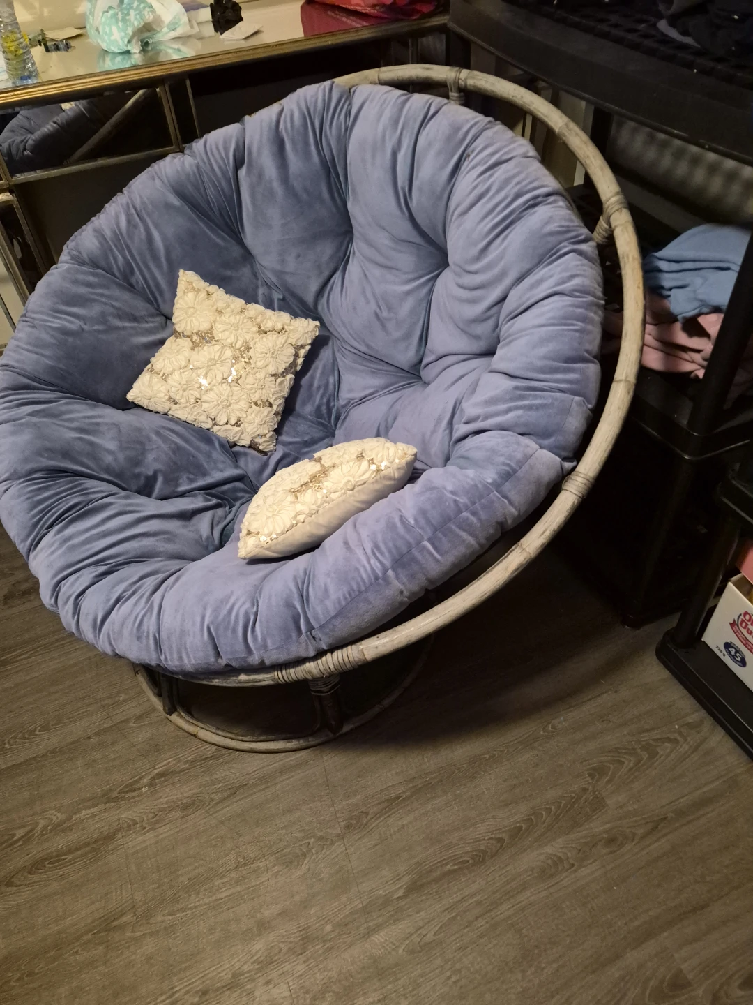 Blue Papasan Chair with Cushions