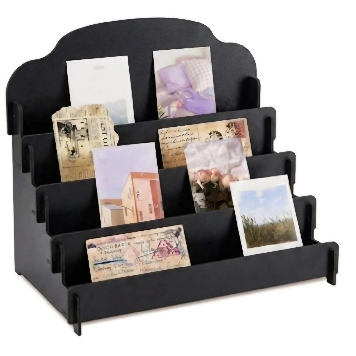 Black 4-Tier Wooden Display Stand