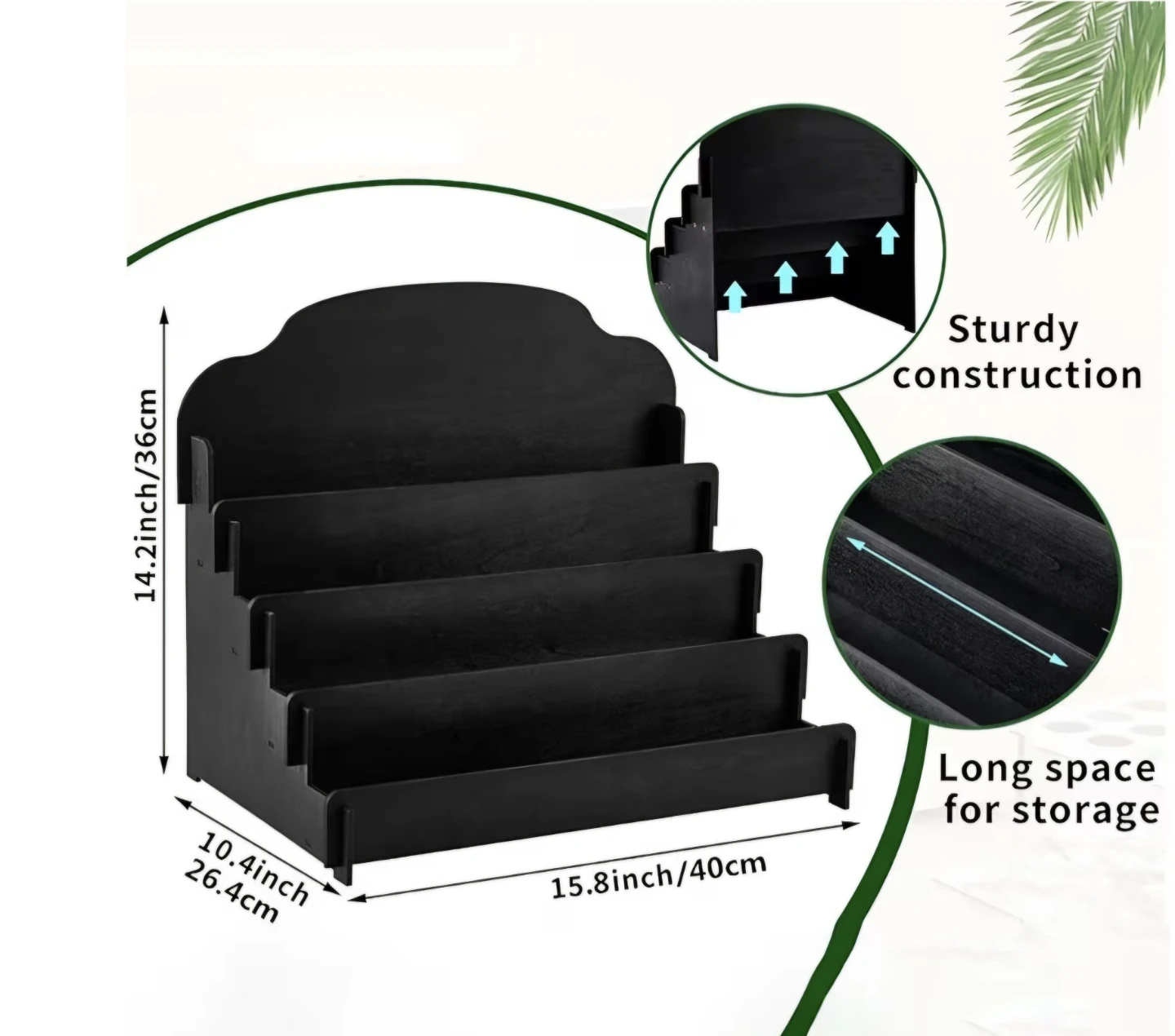 Black 4-Tier Wooden Display Stand - photo 2